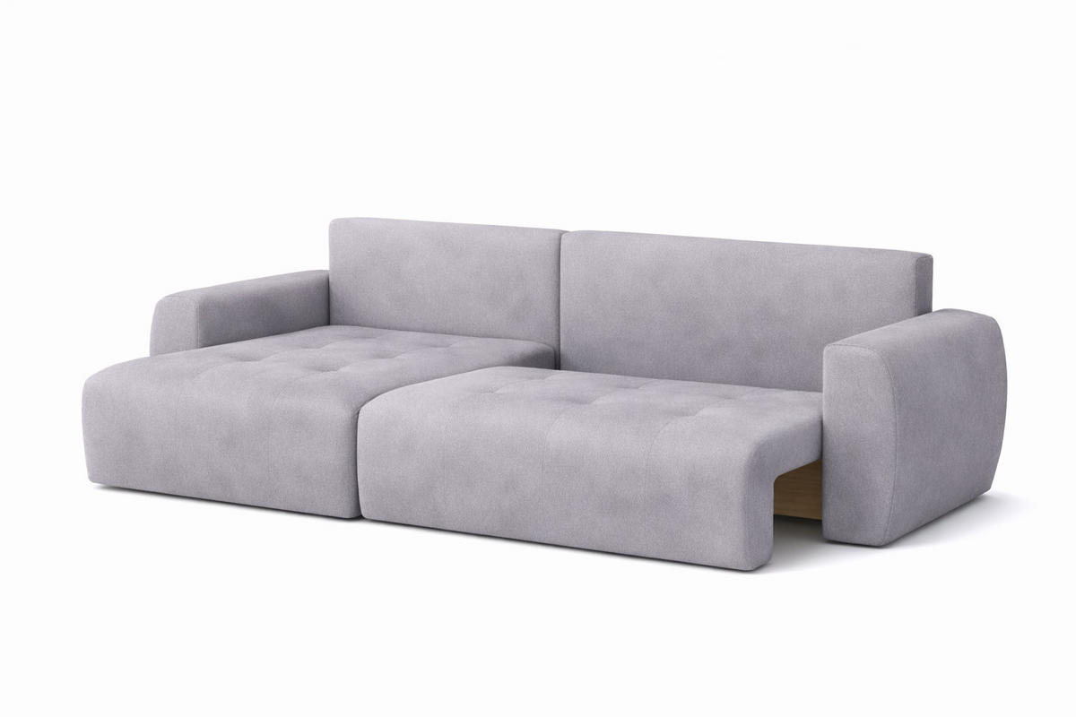 ECKSOFA Mit Schlaffunktion Und Bettkasten L-Form Ivo L, Veloursstoff Salvador, Grau, Links - Grau, Holz (250/142cm) - Kaiser Möbel