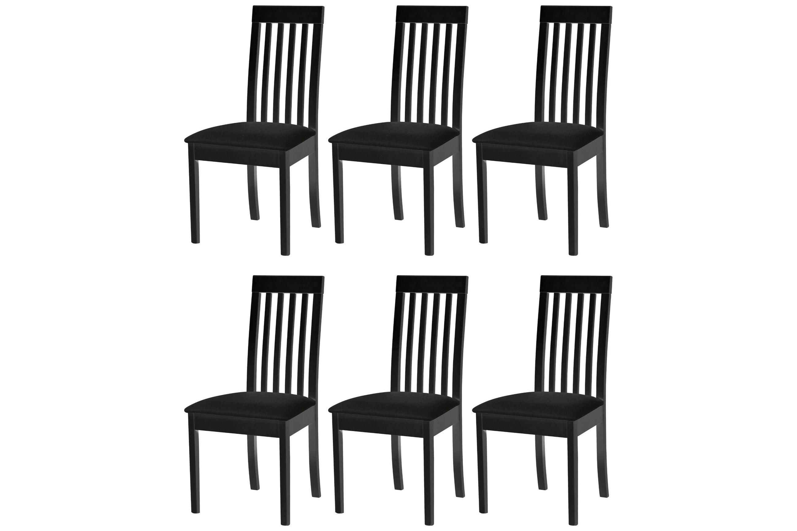 STUHL Roma 9 (6er Set) - Schwarz, Holz (47/96/43cm) - Leaf Design
