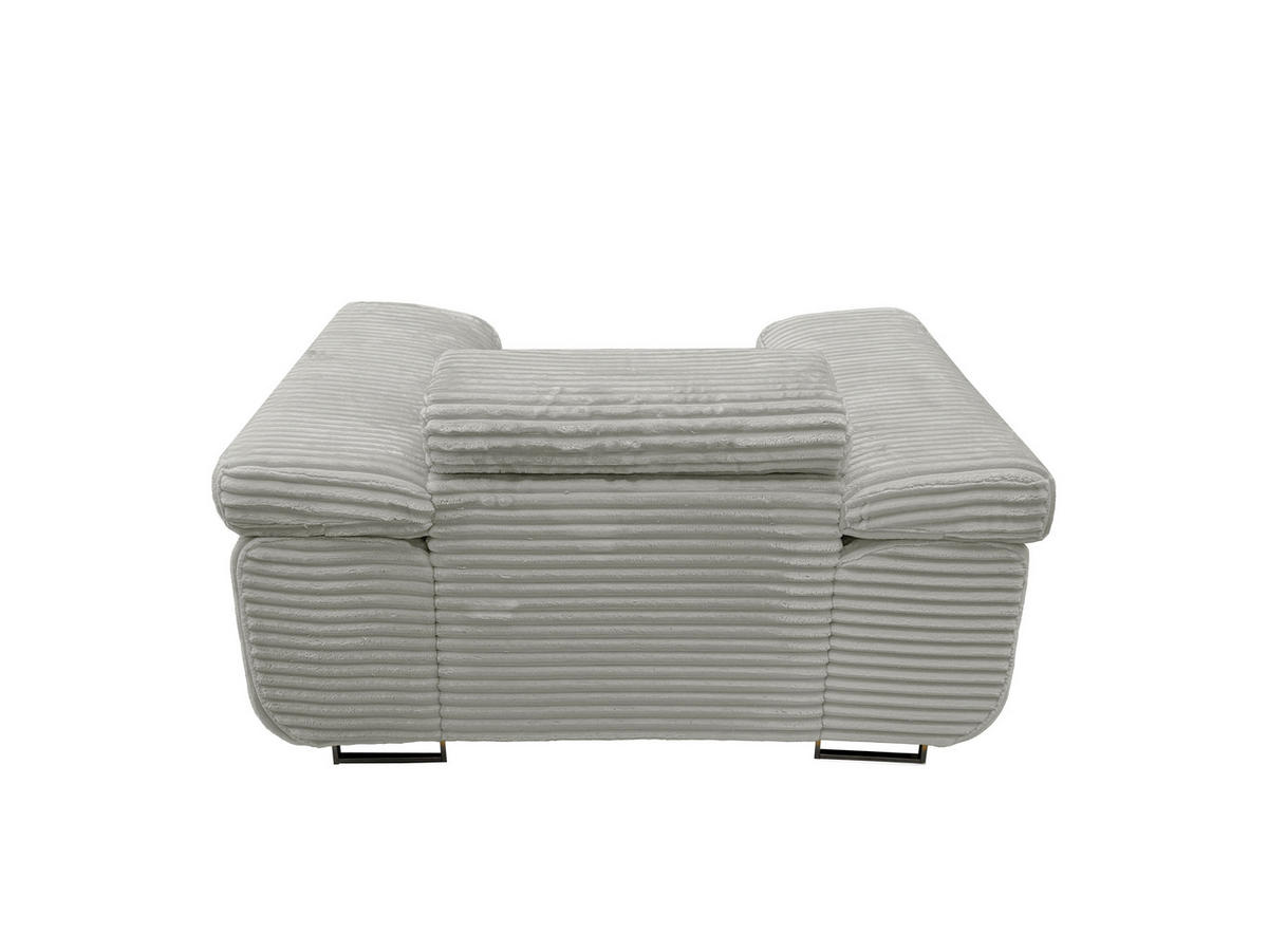 GUSTAW Sitzgarnitur 3+2+1, Schlafsofa 3-Sitzer, Cordbezug Grau - Grau, Textil (225/92/101cm) - KS Home Concept