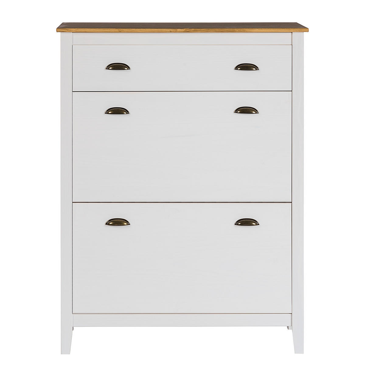 SCHUHKIPPER - Kiefer massiv - Weiß, Holz (88/116/35cm) - home24