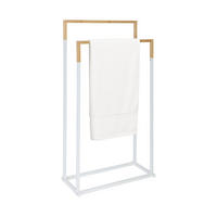 VEŠIAK na osušky - biela, kov/drevo (44/86/21cm) - Relaxdays