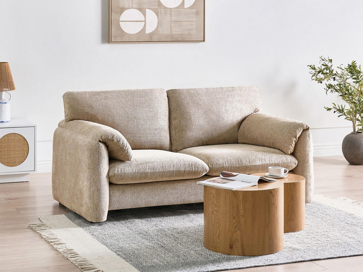 2-SITZER-SOFA Stoff Taupe Geta - Taupe, Textil (175/77/88cm) - Beliani