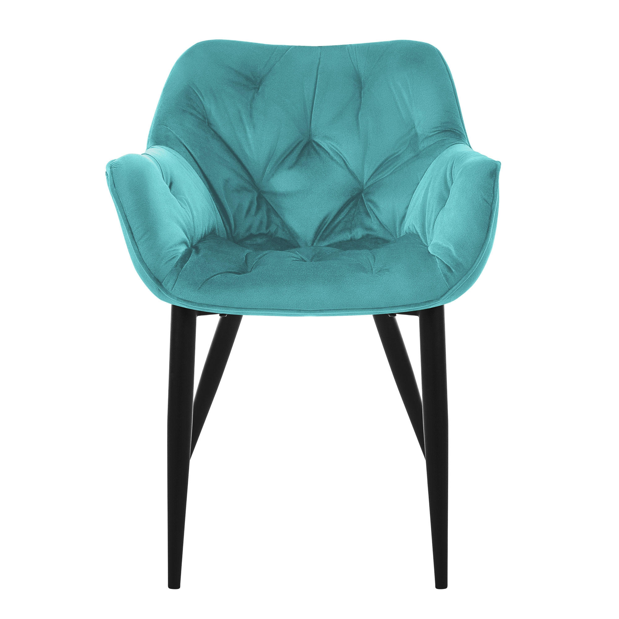 STUHL Samt Petrol 4er Set - Blau, Metall (67/83/59cm) - ML-DESIGN