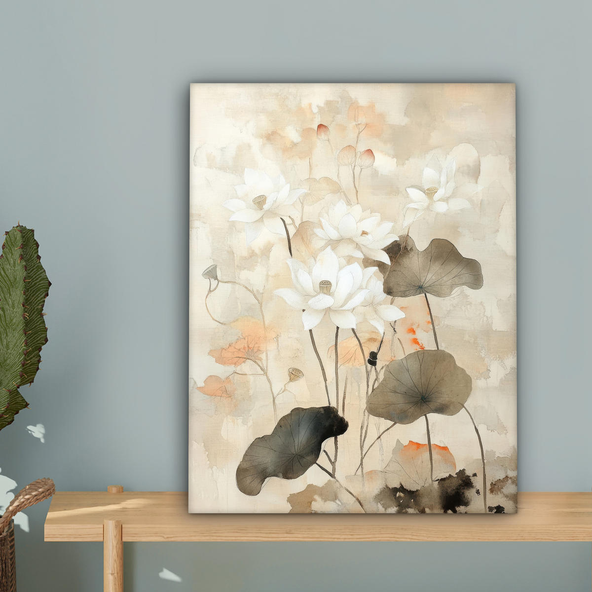 LEINWANDBILD Blumen - Japandi - Wabi sabi Room Decor 30x40 cm - Sandfarben, Textil (30/40cm) - MuchoWow