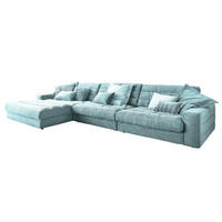 ECKSOFA XL LANA Hellblau Cord - Schwarz/Hellblau, Textil (416/205cm) - KAWOLA