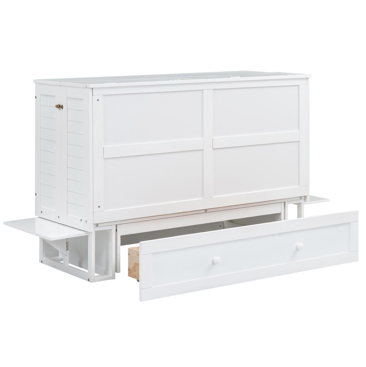 SCHRANKBETT Mobiles 140/200 cm Weiß mit Schublade und Regal - Weiß, Holz (140/200cm) - OKWISH