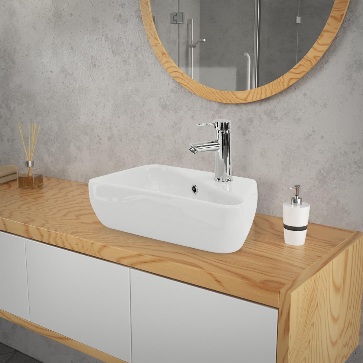 WASCHBECKEN - Weiß, Keramik (39/15/45cm) - ML-DESIGN
