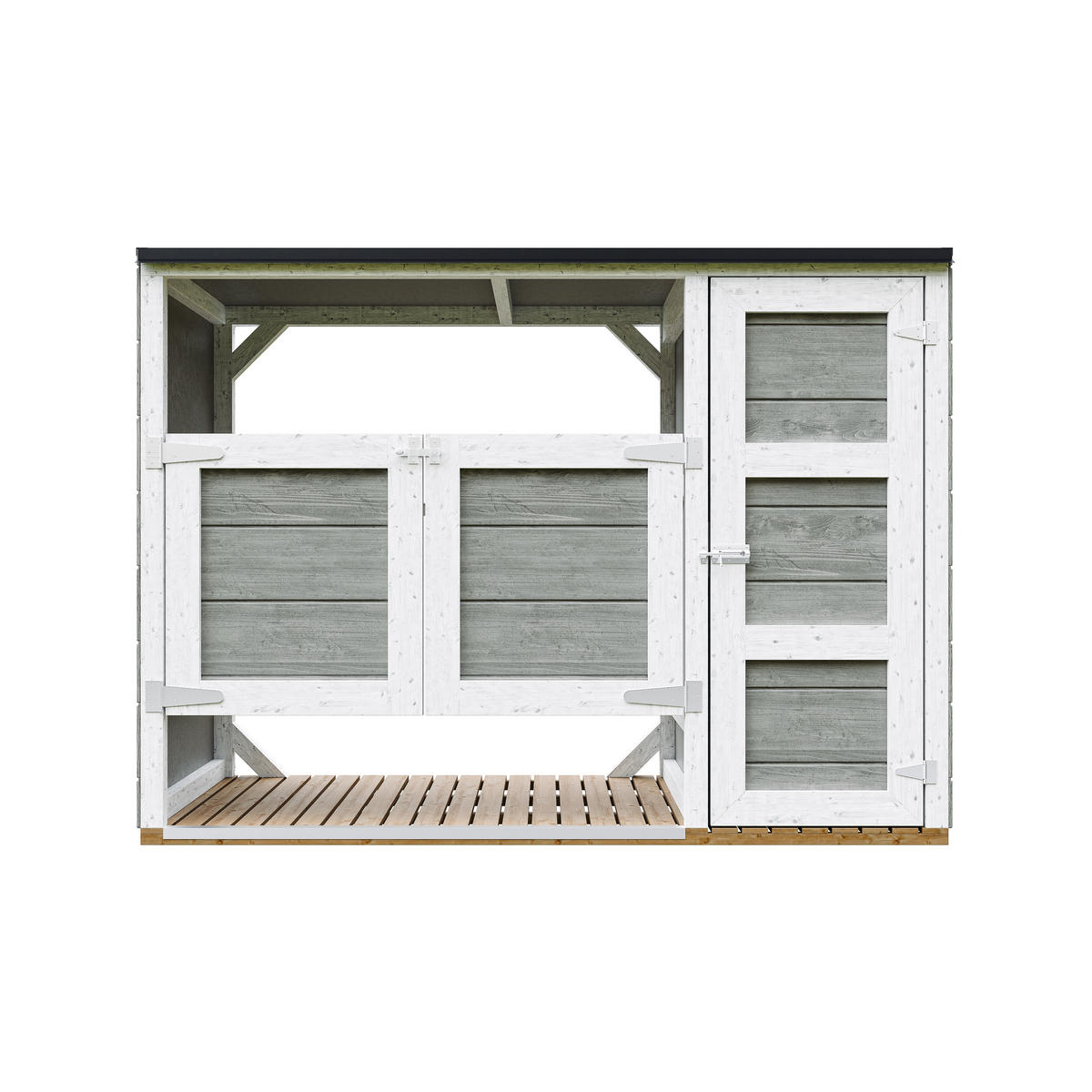 MÜLLTONNENBOX 2er 240L, M981A-TUNDRA GREY, aus wetterfestem LP Smartside Holz - Grau, Holz (217/159/75cm) - Timbela