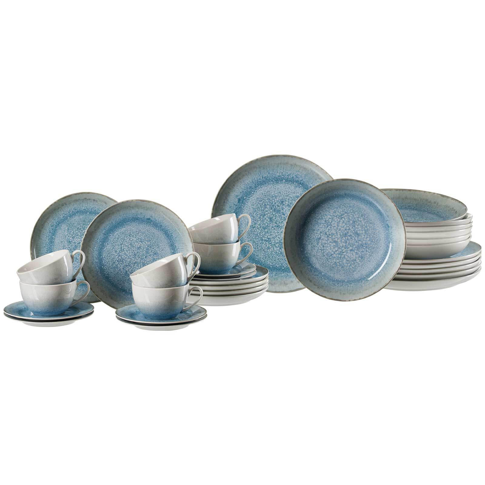 KOMBISERVICE Oslo blau-grau 30er Set - Blau/Grau, Keramik (2/2/2cm) - Ritzenhoff Breker