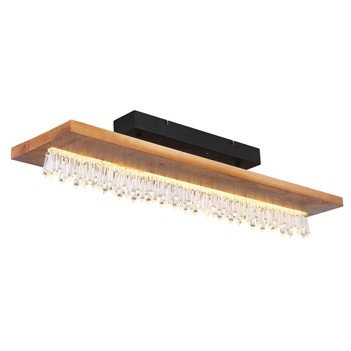 LED DECKENLEUCHTE Holz Braun Kristalldekor - Braun, Holz (80/20/19.5cm) - Globo Lighting