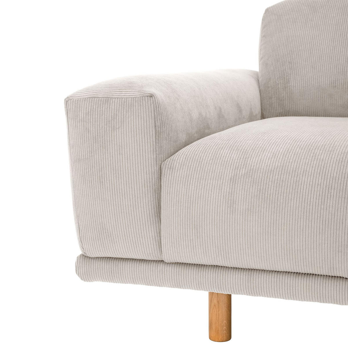 ECKSOFA mit Longchair rechts Kattryna Cordstoff beige - Beige, Kunststoff (133/283cm) - 58aufmkessel