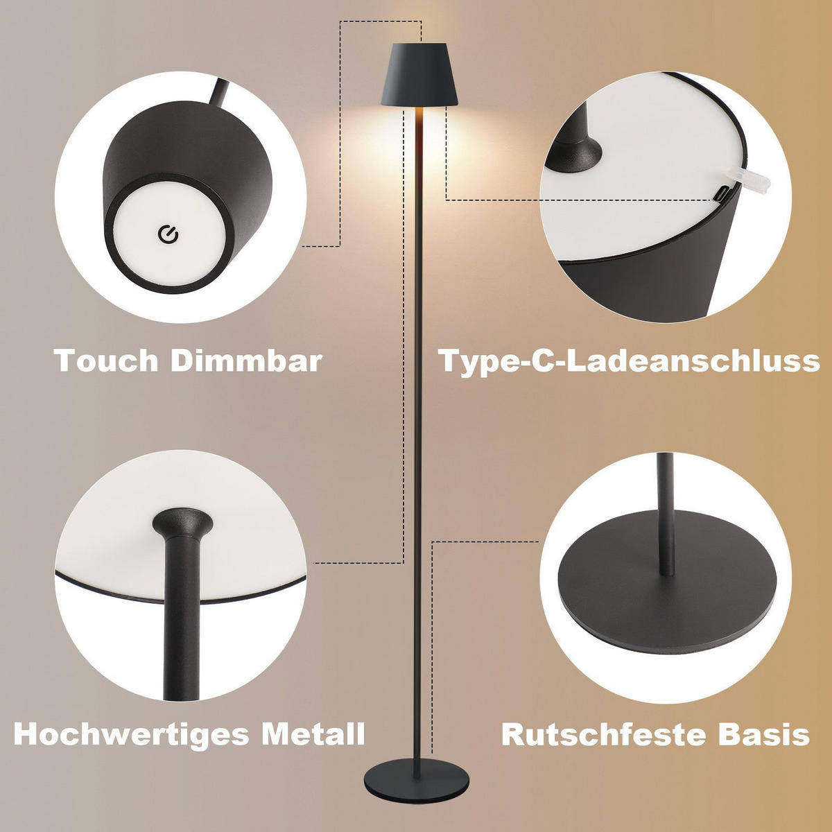 STEHLAMPE Scheinhold 11.0/125.0/11.0 cm - Schwarz, Metall (11/11/125cm) - ZMH