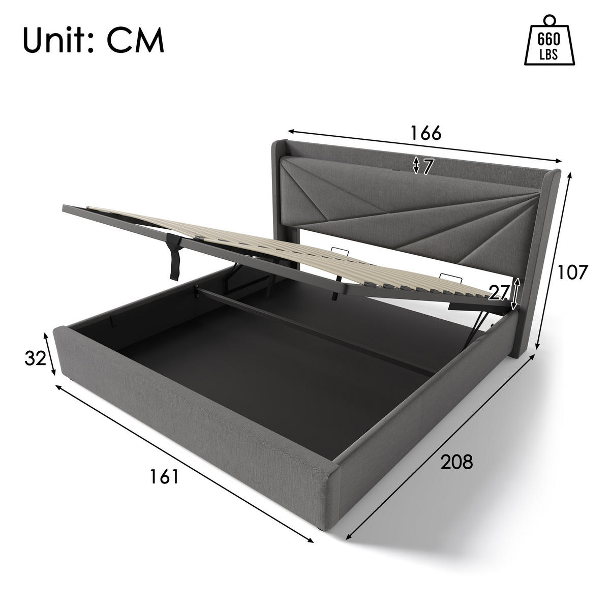 ČALÚNENÁ posteľ 160/200 cm sivá s úložným priestorom a USB/USB-C z bavlneného ľanu - sivá, textil (160/200cm) - OKWISH