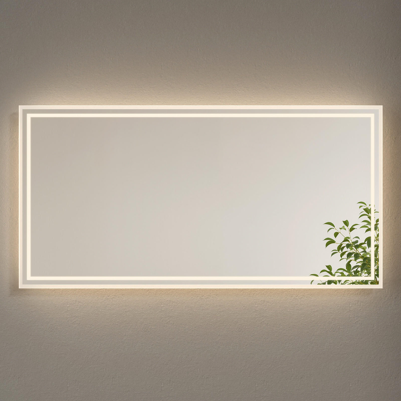 BADSPIEGEL mit Antibeschlag Beleuchtung 120/60/3,5 cm - Weiß, Glas (60/3.5/120cm) - EMKE