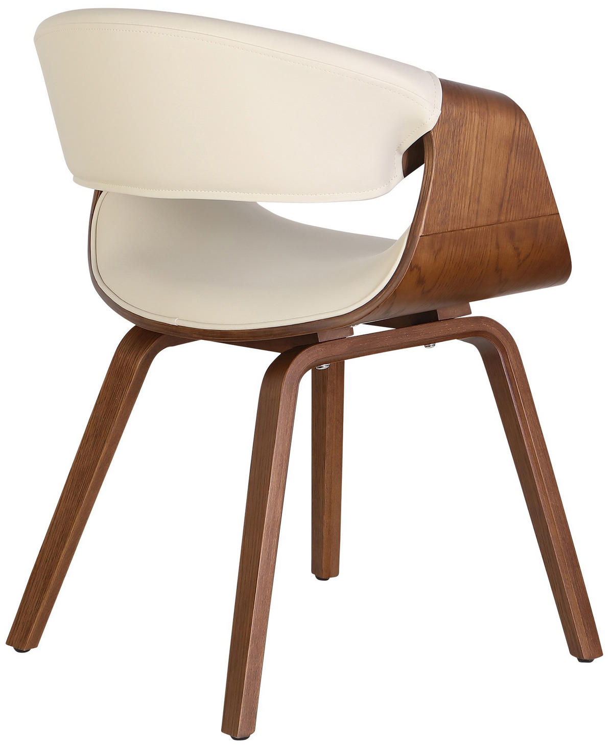 STUHL Lederlook Creme - Eukalyptusholzfarben/Creme, Holz/Textil (62/76/52cm) - CLP