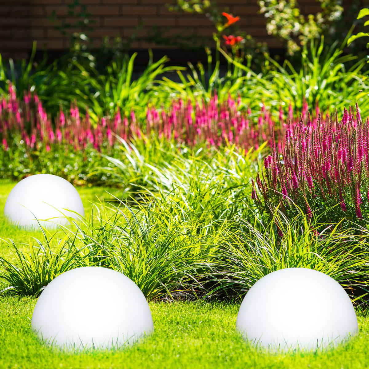 LED AUSSENLEUCHTE Halbkugel Weiß opal 2er Set - Weiß, Kunststoff (20/20/10cm)