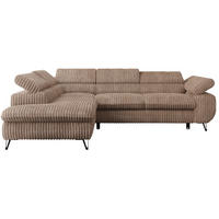 ECKSOFA PETER L Braun Cord - Links Seite - Schwarz/Braun, Textil/Metall (208/273cm) - MKS