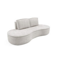 SOFA Molly – Freistehendes halbrundes Designsofa mit zwei eleganten, abnehmbaren RückenKissen, Curio Stoff, Größe: 234x101x88 cm, Weiß - Creme, Holz/Textil (234/88/101cm) - DomoHome