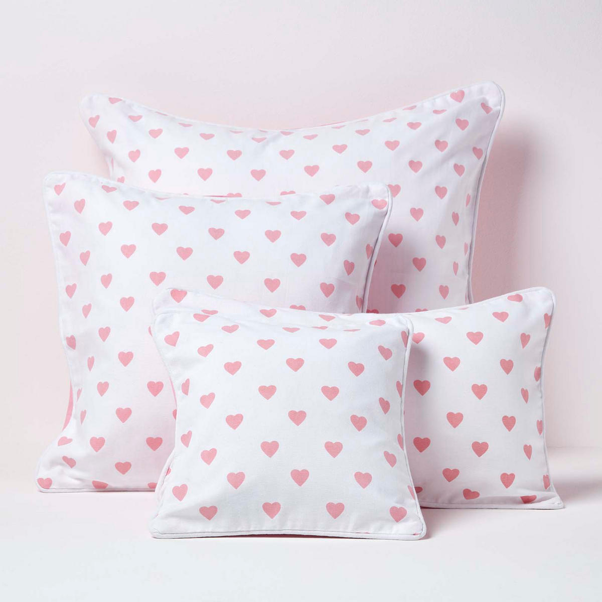 KISSENHÜLLE Herzen 45/45 cm, 100% Baumwolle - Rosa, Textil (45/45cm) - Homescapes