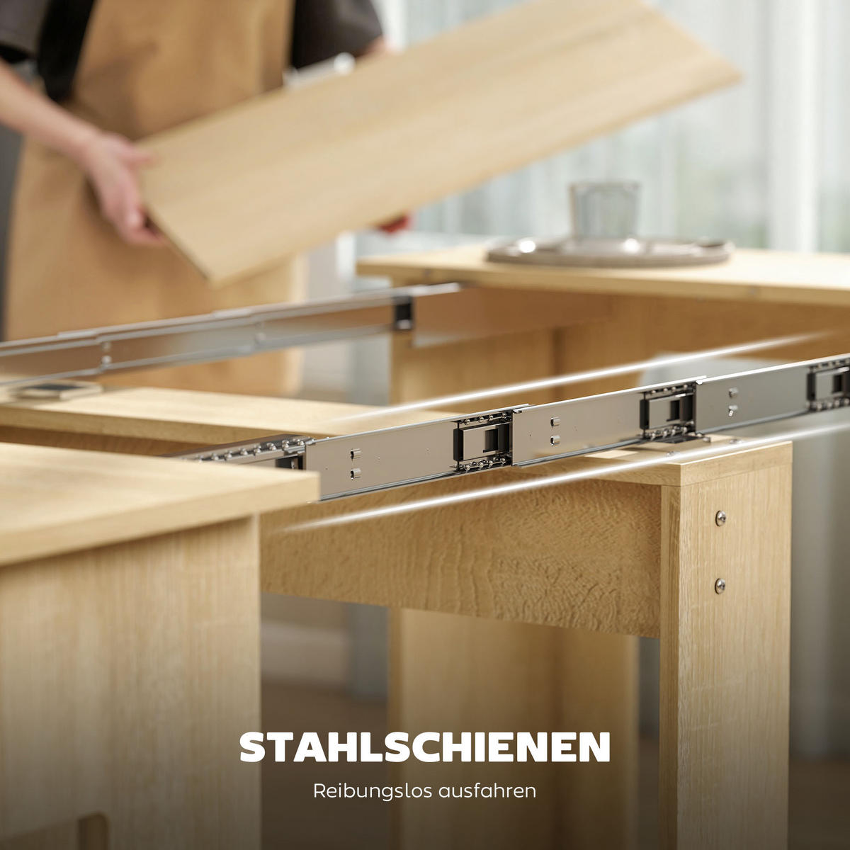 ESSTISCH Ausziehbar Küchentisch Esszimmertisch für bis 6 Personen 60-180x85 cm - Weiß/Naturfarben, Holzwerkstoff (180/85/75cm) - HOMCOM