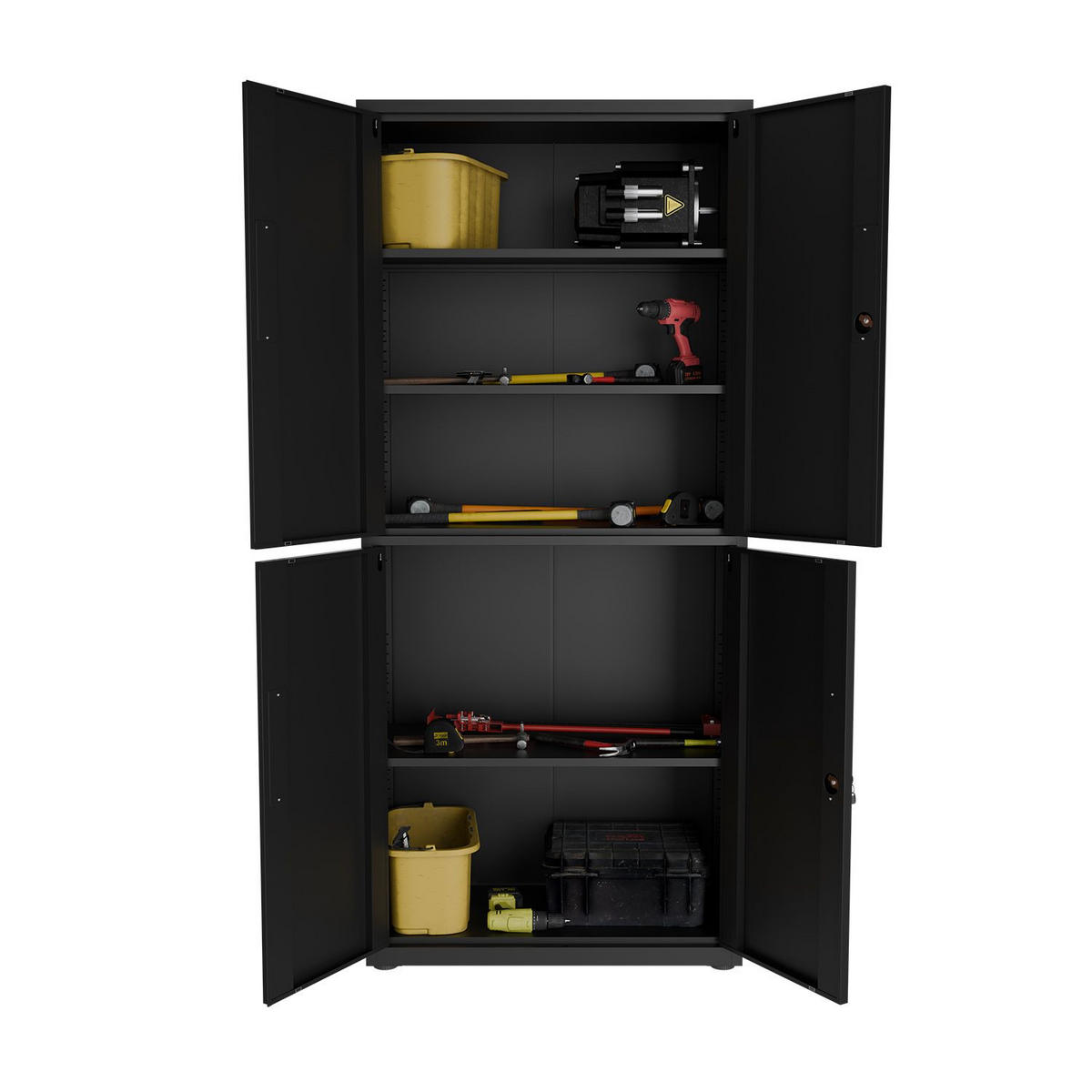 METALLSCHRANK 180/80/40 cm schwarz abschließbar - Schwarz, Metall (80/180/40cm) - Juskys