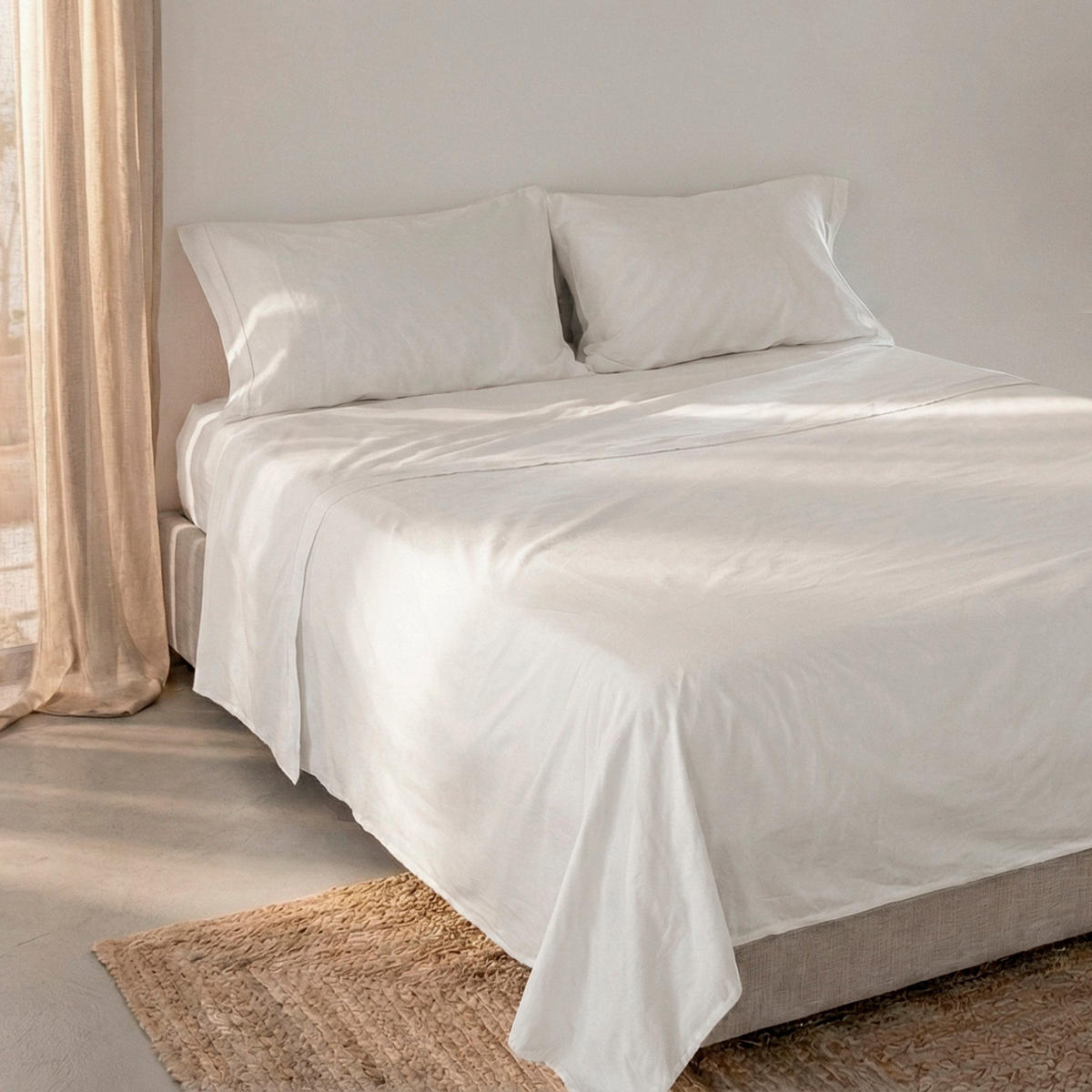 OBERLAKEN Basic percal Weiss 240x270 cm (Übergrösse) - Weiß, Textil (240/270cm) - Happy Friday