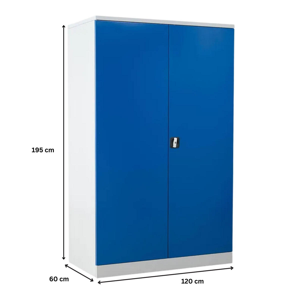 STAHLSCHRANK Bee mit 4 verzinkten Fachböden 195x120x60 cm Korpusfarbe Lichtgrau Frontfarbe Enzianblau - Blau, Metall (120/195/60cm)