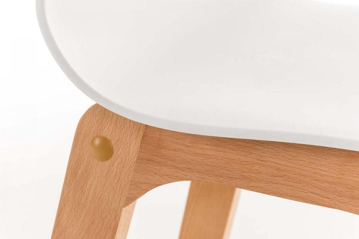 BARHOCKER Holz weiß - Eukalyptusholzfarben/Weiß, Holz (41/101/46cm) - CLP