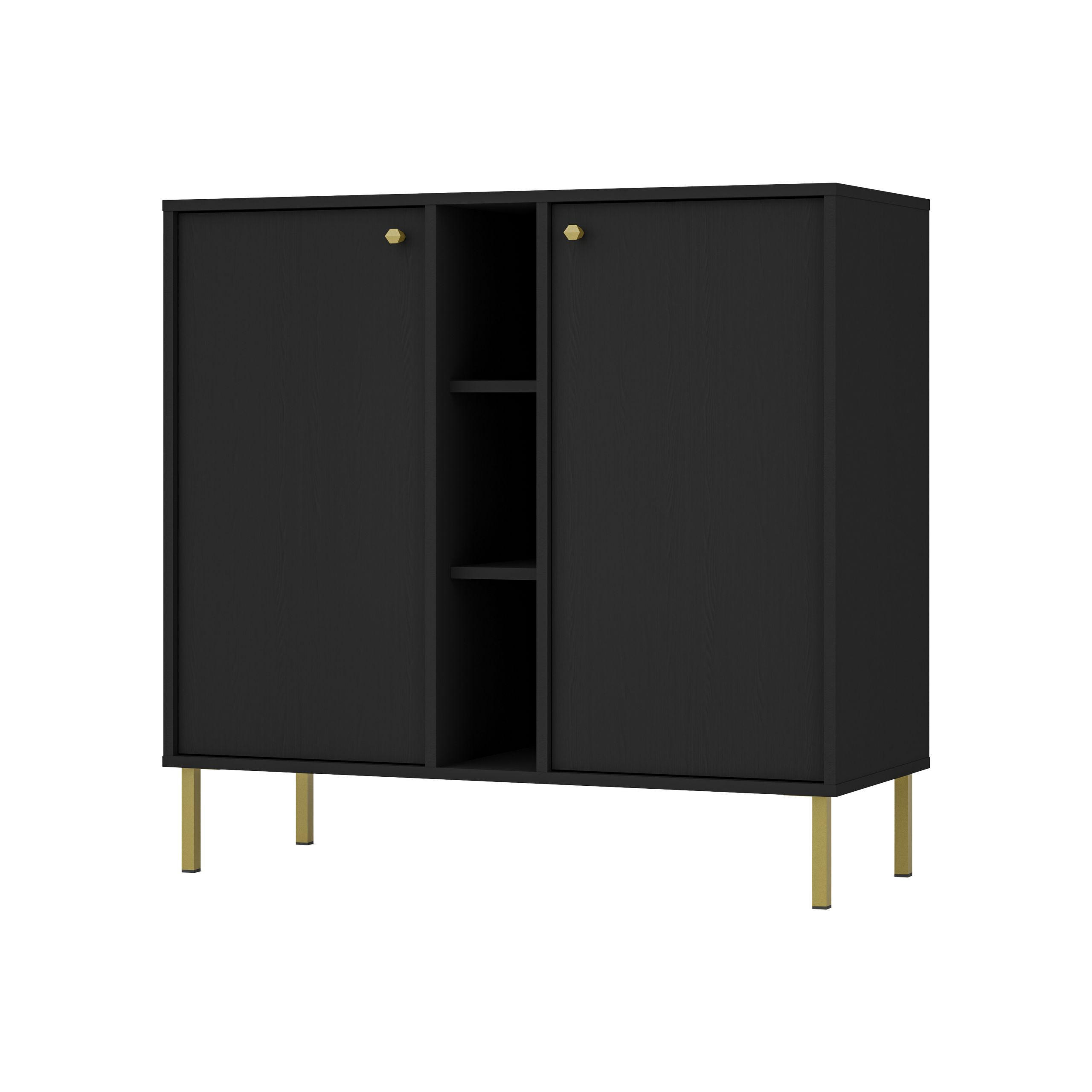 SIDEBOARD TORINO 100/95/41cm 2 Türen Graphitfarben - Graphitfarben, Holzwerkstoff (100/95/41cm) - MASSENO