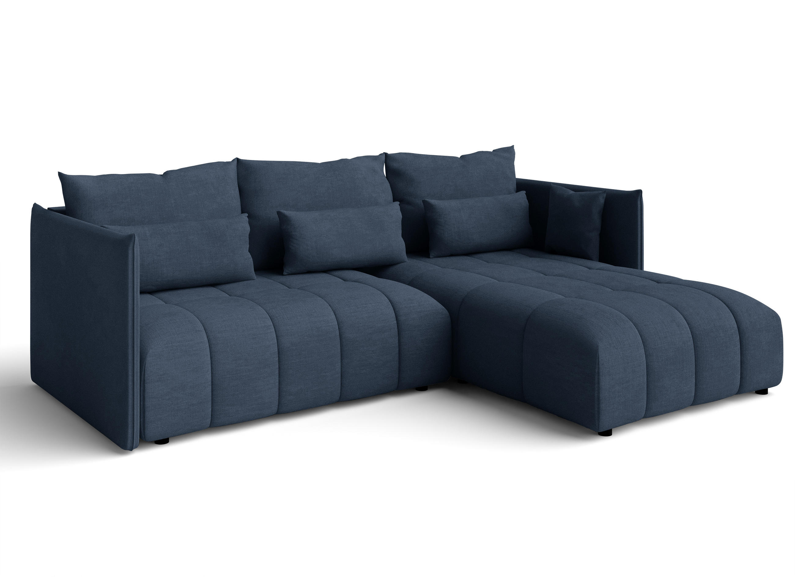 ECKSOFA L Form Cosmova Blau 245/182/83 cm mit Schlaffunktion - Blau/Schwarz, Kunststoff/Textil (245/182cm) - AX Living