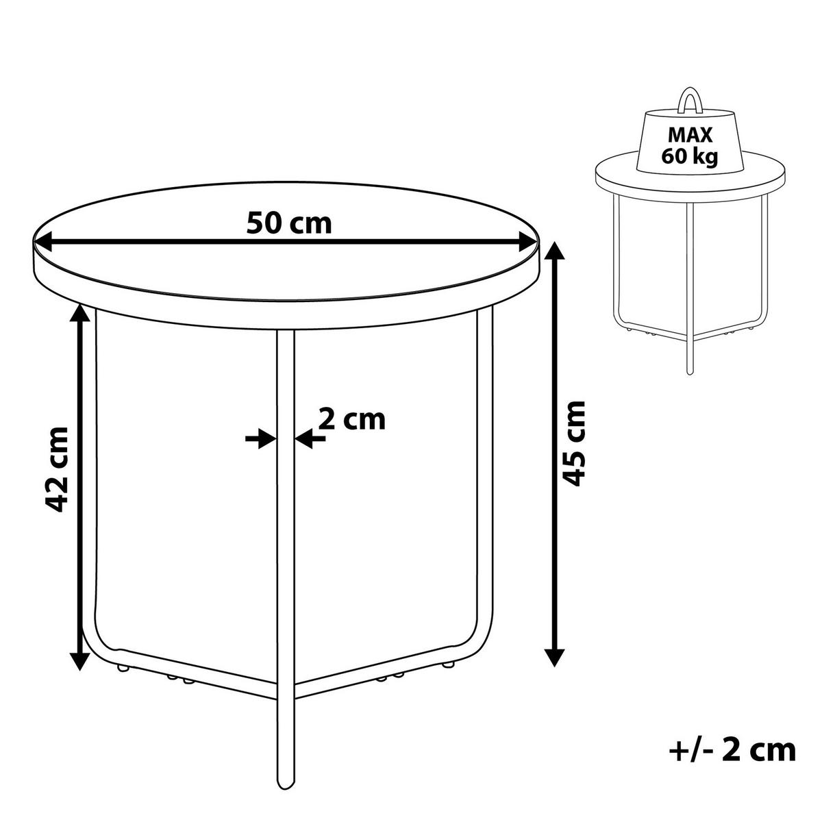 BEISTELLTISCH heller Holzfarbton/schwarz 50cm Melody - Hellbraun/Schwarz, Holzwerkstoff (50/50/45cm) - Beliani
