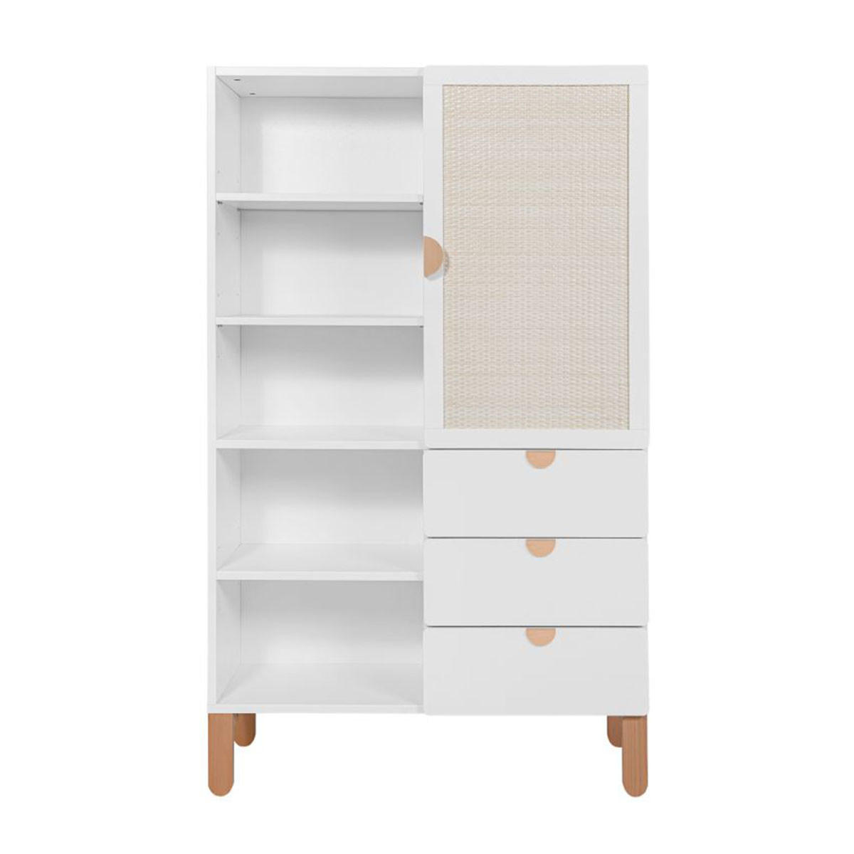 KNIHOVNA Laurie Bílá a dřevo - bílá, kompozitní dřevo (90/150/32.5cm) - Petits-meubles