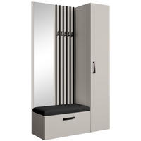 GARDEROBE Margaret II 121/203/43 mit Lamellen und Hochschrank - Kaschmir/Schwarz, Holzwerkstoff/Kunststoff (121/203/43cm) - Beautysofa