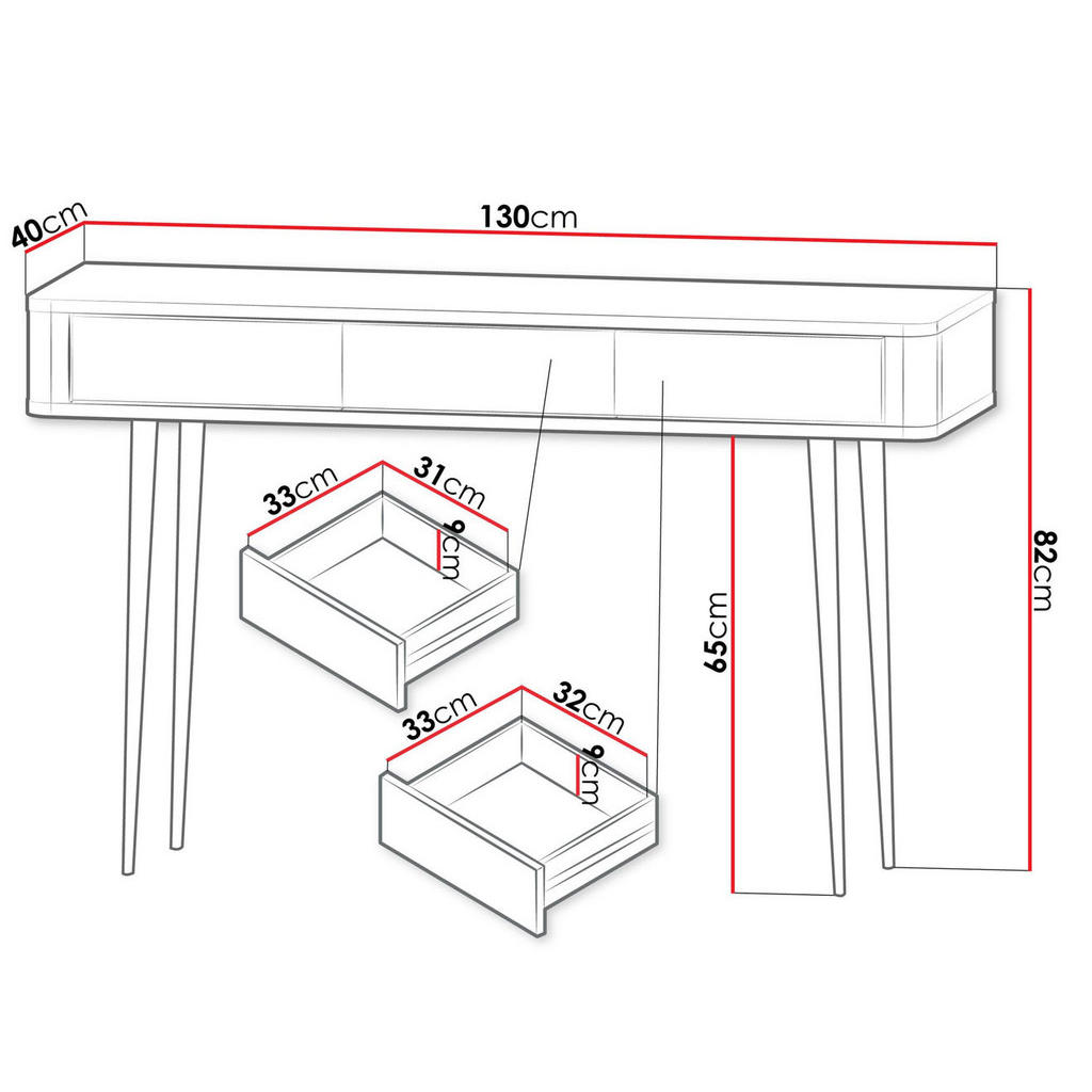 Thumbnail - Feldmann-Wohnen Konsolentisch, Beige, Grau, Holz, 3 Schubladen, Rechteckig,Rechteckig, 130x82x40 cm, Wohnzimmer, Wohnzim...