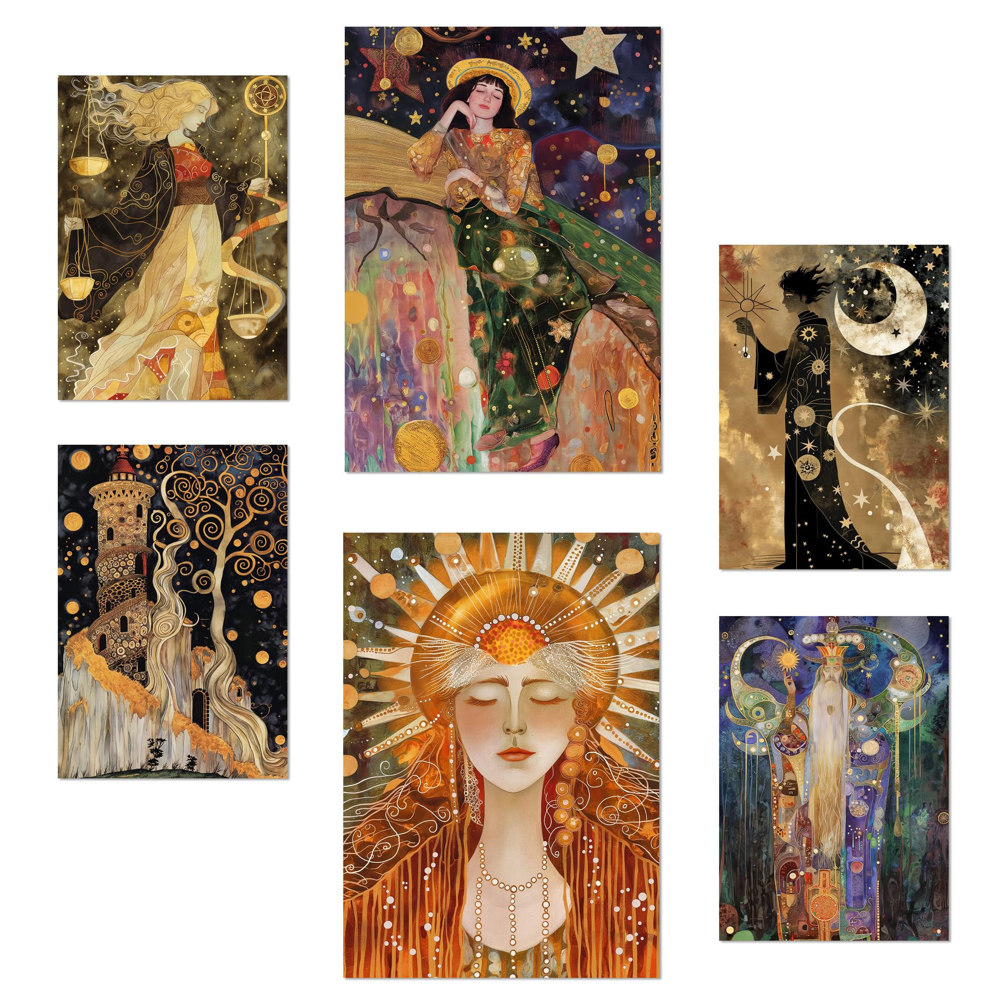 POSTER Set Mit 6 Tarocchi Arcani Cartomanzia A3 & A4 Rahmenlos - Klar, Papier (29/3cm) - Nacnic