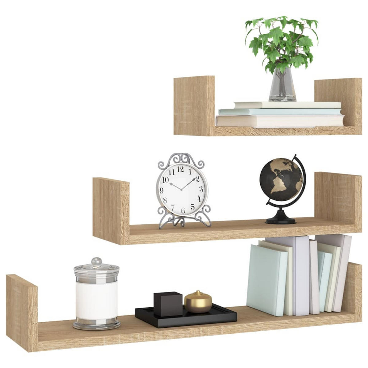 WANDREGALSET 3-teilig 30-60/15/10 cm aus Holzwerkstoff Sonoma-Eiche Dekor - Sonoma Eiche, Holz (60/10/15cm) - vidaXL
