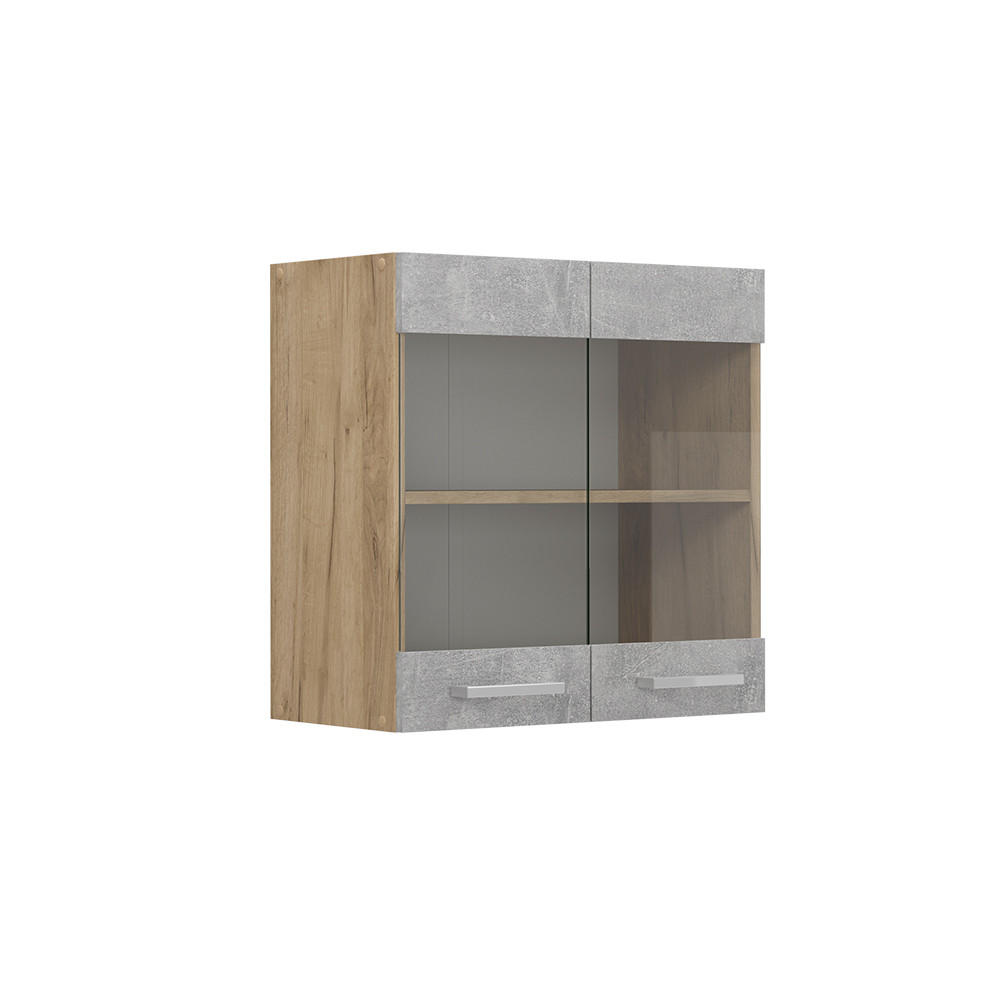 KÜCHENGLASHÄNGESCHRANK R-Line Beton 60 cm - Honigeiche/Schieferfarben, Holzwerkstoff (60/60/31cm) - Vicco