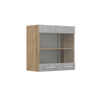 KÜCHENGLASHÄNGESCHRANK R-Line Beton 60 cm - Honigeiche/Schieferfarben, Holzwerkstoff (60/60/31cm) - Vicco