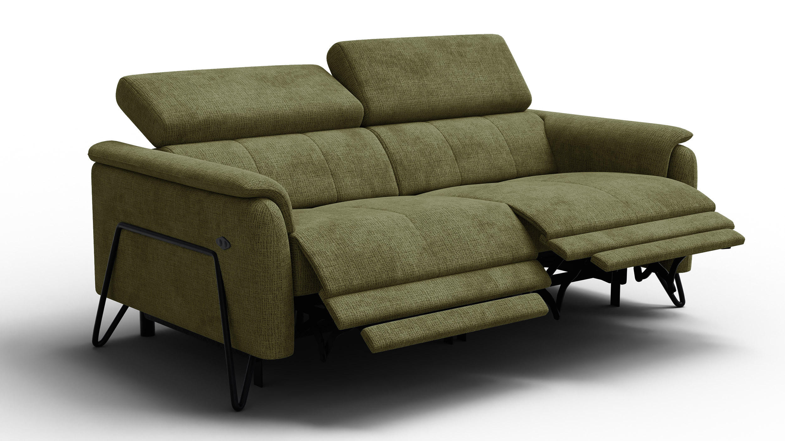 RELAXSOFA RODEN 3-Sitzer, olive - Olivgrün, Holz/Textil (194/82/103cm) - Courtois Laville
