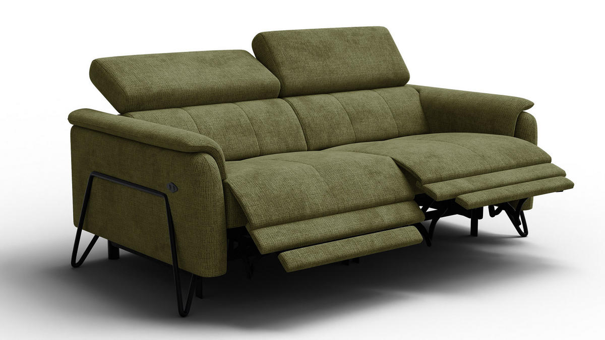RELAXSOFA RODEN 3-Sitzer, olive - Olivgrün, Holz/Textil (194/82/103cm) - Courtois Laville