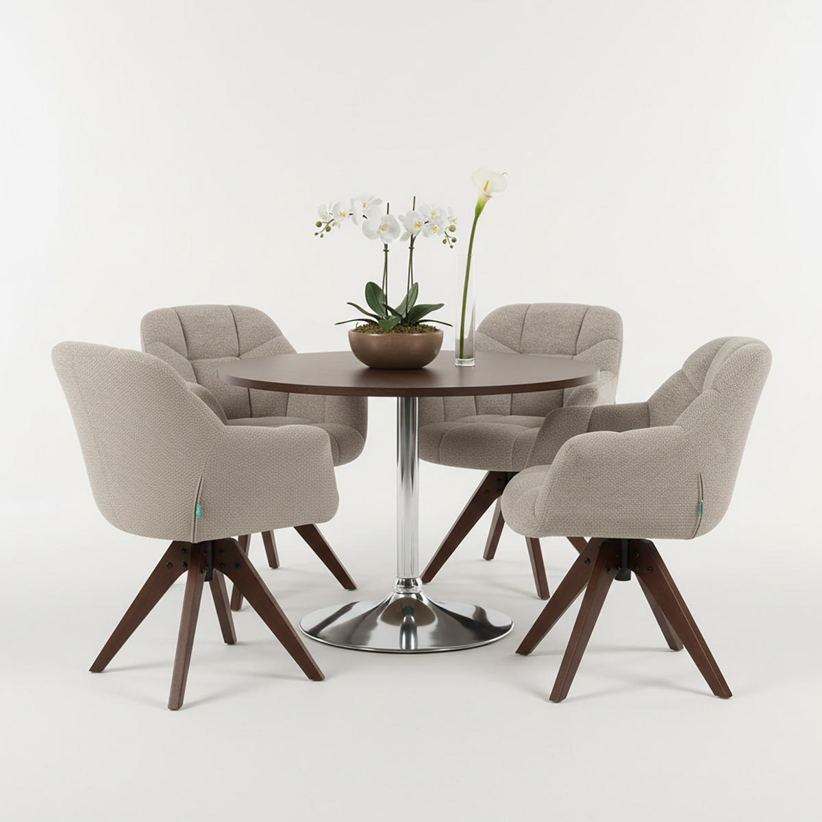 DREHSTUHL Mika-Nele 2er-Set - Beige/Nussbaumfarben, Eichenholz/Holz (65/81/66cm) - DUBI Möbel