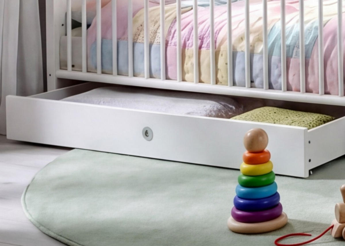 BABYZIMMER-ZUBEHÖR: Bettschubkasten für Babybett, Landhausstil Weiß / 22800-02 - Weiß, Holzwerkstoff/Metall - luma-home