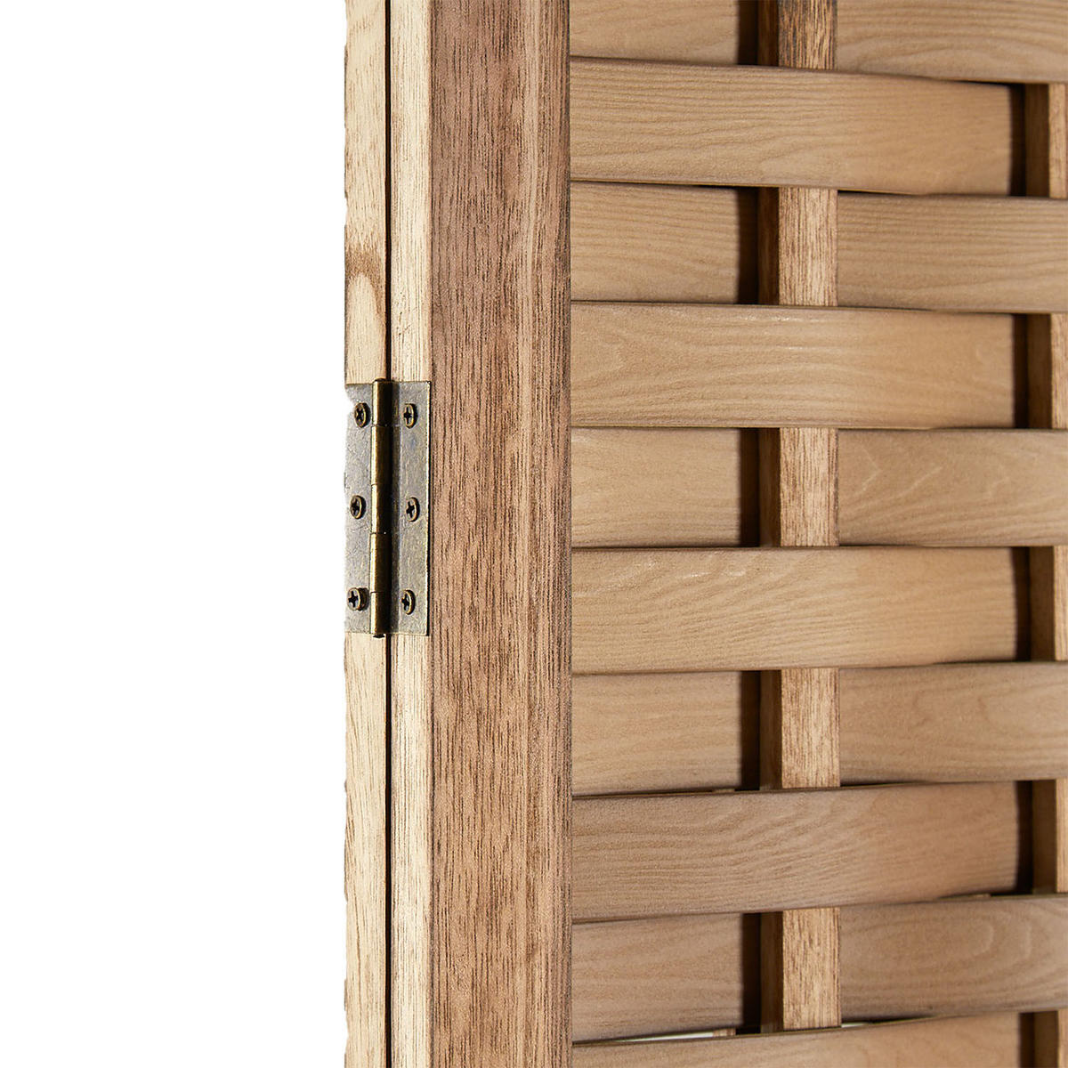 PARAVENT 3-tlg. 120/170 cm Hellbraun Rattan geflochten - Hellbraun, Holz (120/170/2cm) - Homestyle4u