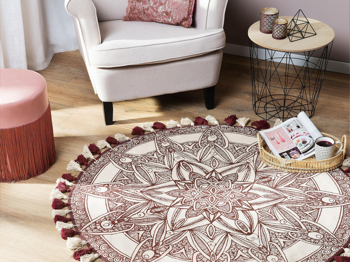 VINTAGE-TEPPICH Oltu 120/120 cm - Rot, Textil (120/120cm) - Beliani