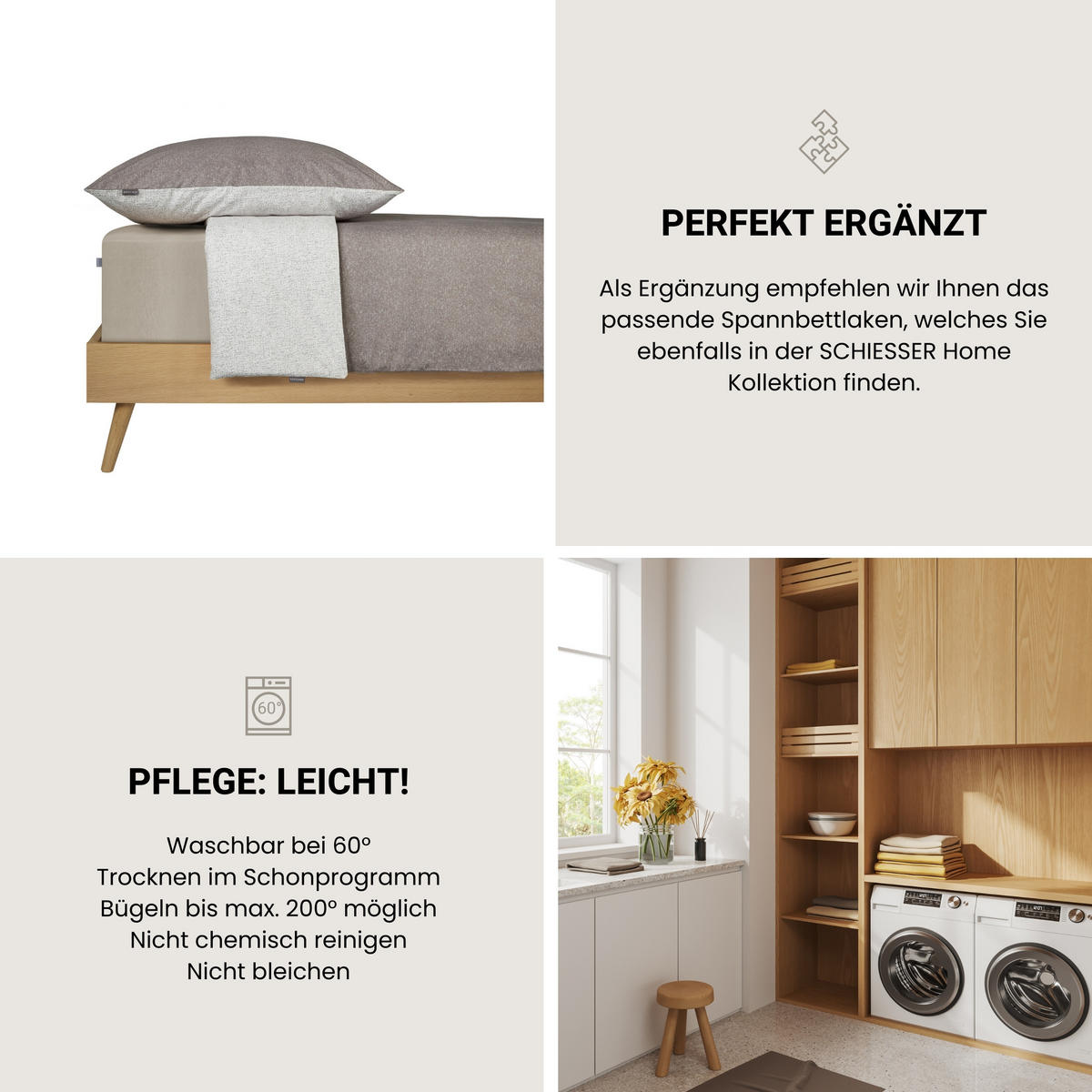 SPANNBETTLAKEN Jessi - Edeljersey - 100 x 200 cm - Helltaupe - Taupe, Textil (100/200cm) - SCHIESSER