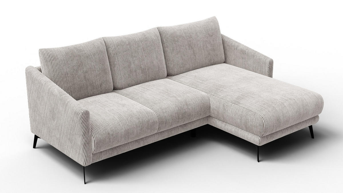 ECKSOFA VILT 3-Sitzer, perlweiß - Schwarz/Weiß, Holzwerkstoff/Textil (221/156cm) - Courtois Laville
