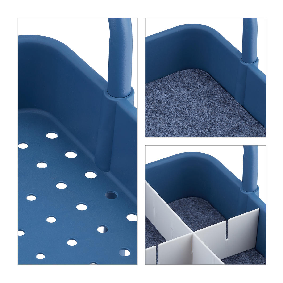 ROLLWAGEN - Dunkelblau, Kunststoff/Textil (43/86/42cm) - Relaxdays