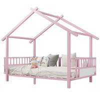 KINDERBETT 90/200 cm in Rosa mit Sicherheitsgitter und Dachdesign aus Metall - Rosa, Metall - STILVORA