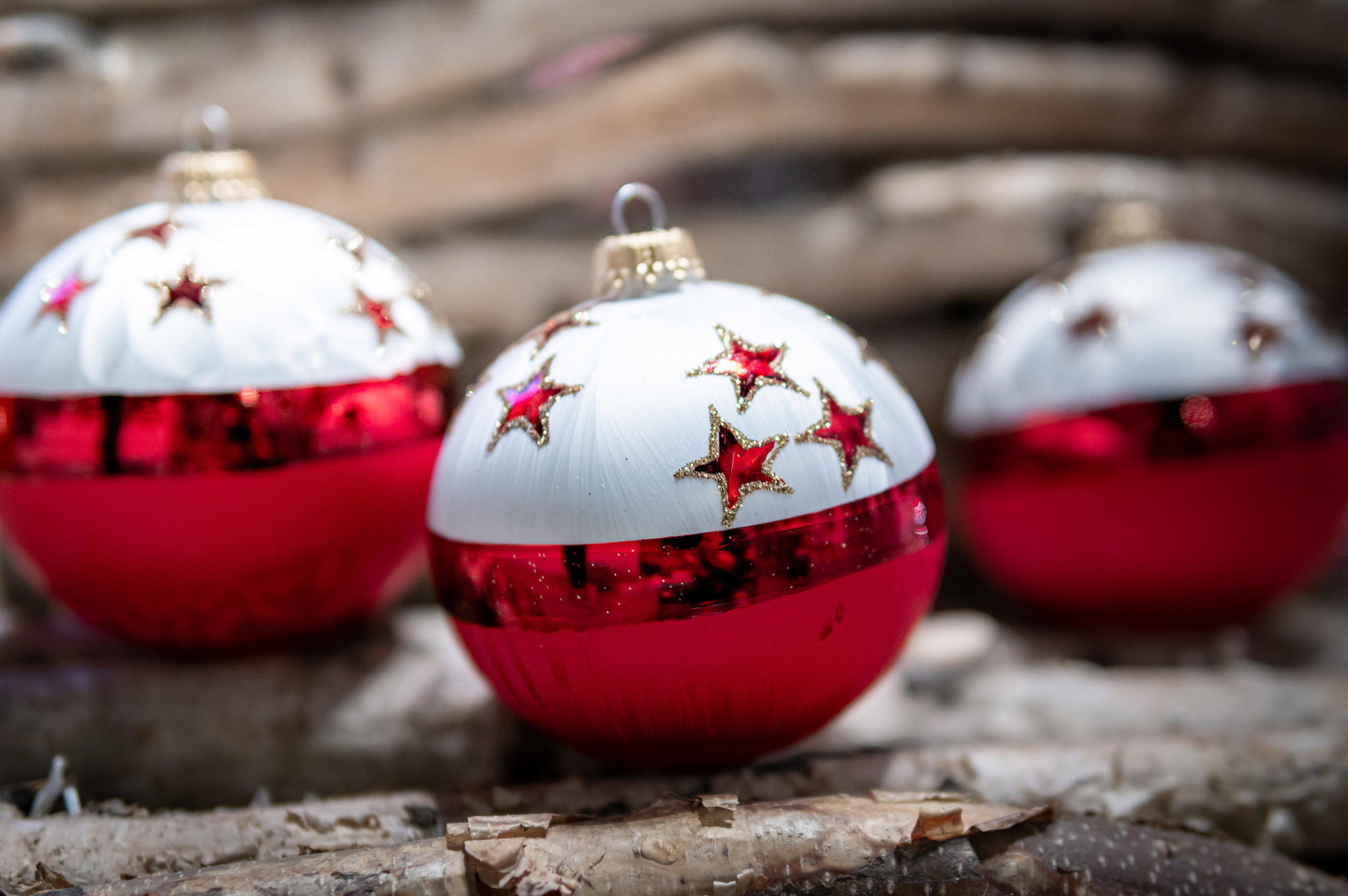 CHRISTBAUMKUGELN Sternenhimmel Rot 8cm (Glas / 6 Stk.) - Rot, Glas (8/8/8cm) - Krebs Glas Lauscha