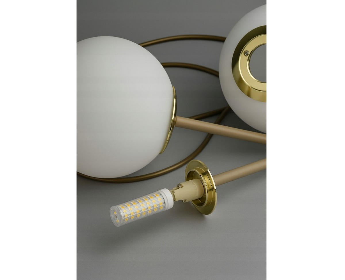 PENDELLEUCHTE ECRU II - Beige/Goldfarben, Glas/Metall (30/30/100cm) - kiki design
